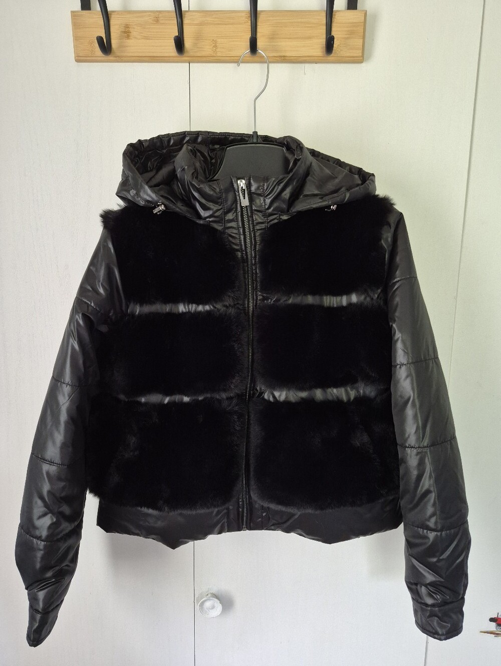 Via Spiga Hooded Puffy With Faux Fur